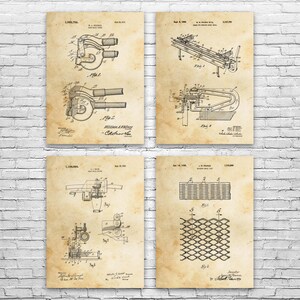 Metal Working Patent Wall Art Set of 4 | Poster, Canvas or Framed ...