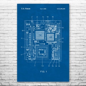 Motherboard Poster Print, Computer Decor, Lab Art, Circuit Diagram, Hardware Wall Art, Tech Decor, Technician Gift, Computer Art Print