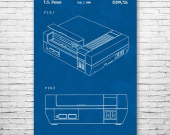 NES Video Game Console Poster Print, Game Room Decor, Video Game Art, Gamer Gift, Arcade Wall Art, Game Store Decor, Classic