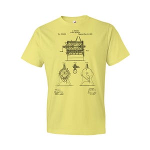 Burns Coffee Roaster Patent T-Shirt: Barista Gift, Coffee Apparel Spring Yellow