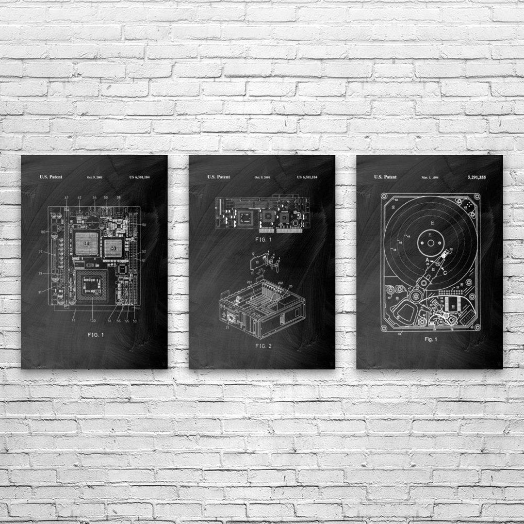 Computer Hardware Posters Set of 3 Patent Prints Wall Art - Etsy