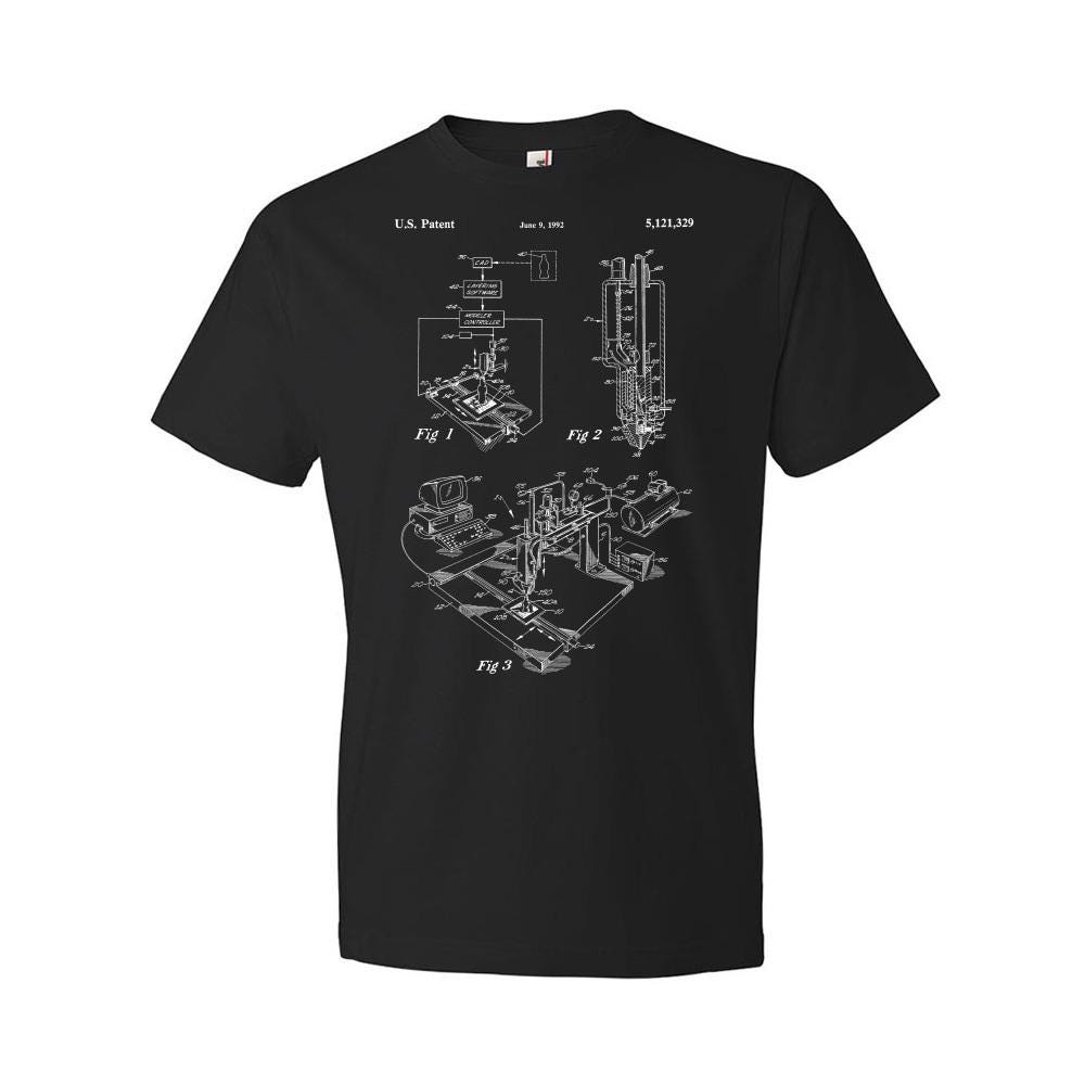 3D Printer Patent T-Shirt: CAD Designer, Engineer Gift