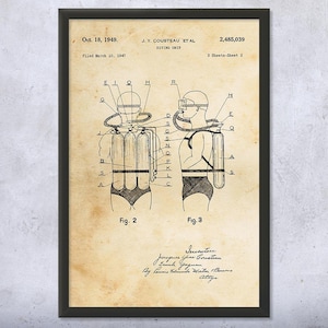 Scuba Diving System Patent Wall Art | Poster, Canvas or Framed | Swimming Gifts, Diving Art, Teacher Gifts, Man Cave Decor, Gifts For Men