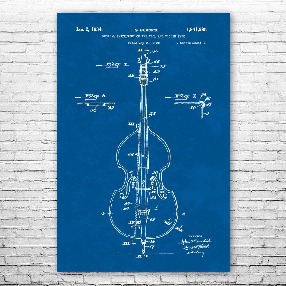 Viol and Violin Patent Poster Violoncello and Double-bass 