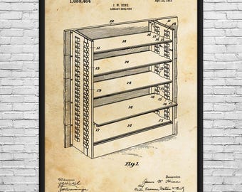 Library Shelf Patent Art Print: Librarian Gifts, Classroom Decor