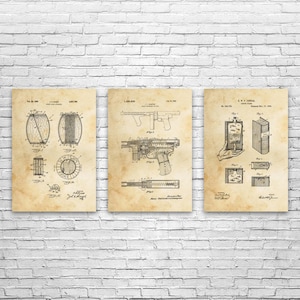 Bootlegger Patent Wall Art Set of 3 | Poster, Canvas or Framed | Restaurant Decor, Barrel Blueprint, Whiskey Lover Gift, Man Cave Decor