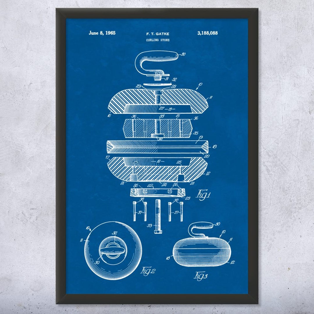 Framed Curling Stone Wall Art Print Curling Wall Art Skip - Etsy