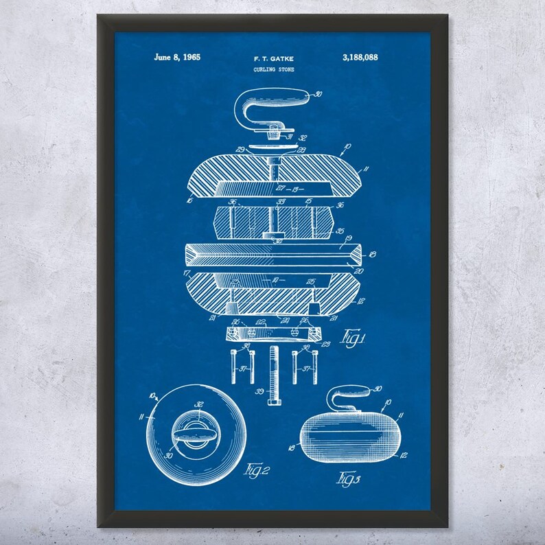 Framed Curling Stone Wall Art Print Curling Wall Art Skip - Etsy