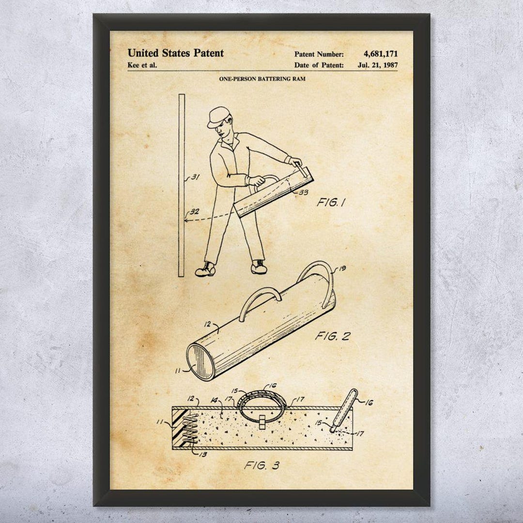 Door Rammer Patent Wall Art | Poster, Canvas or Framed | Police Station ...
