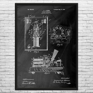 Circuit Breaker Patent Art Print: Electrician Gift, Science Decor Black Chalkboard