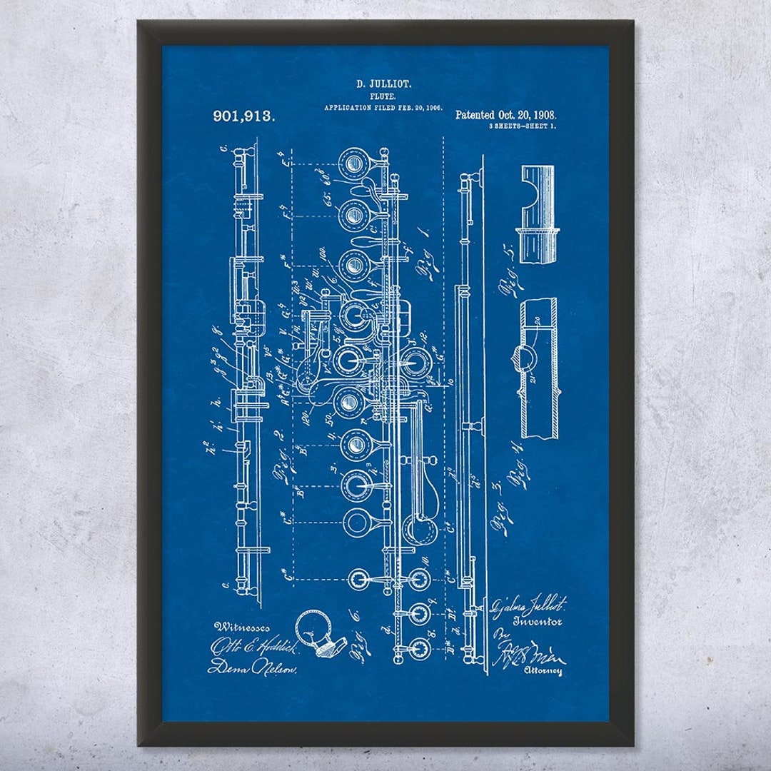 Framed Flute Wall Art Print Music Class Decor Flutist Gift - Etsy