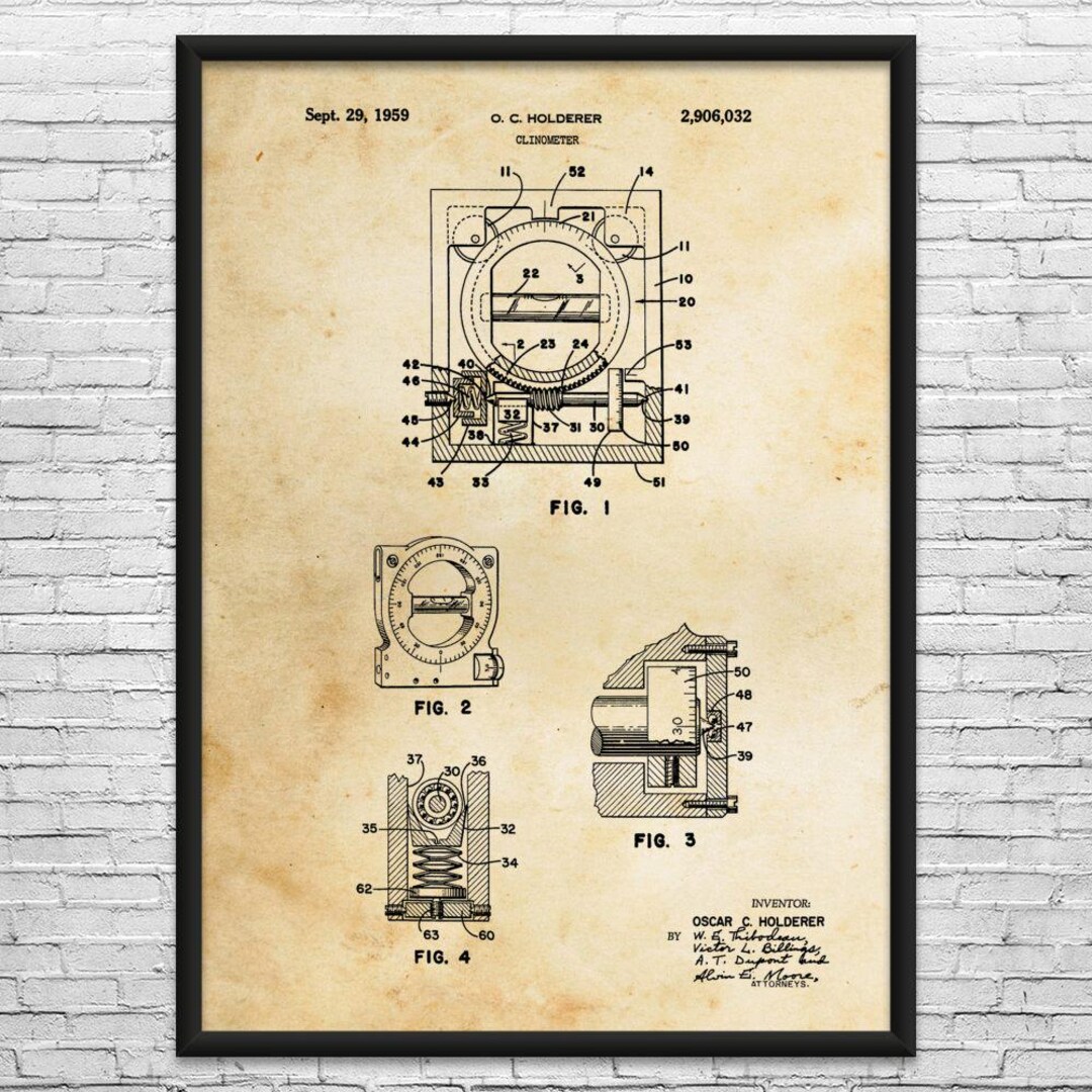 Clinometer Patent Art Print: Surveying Decor, Civil Engineering - Etsy ...