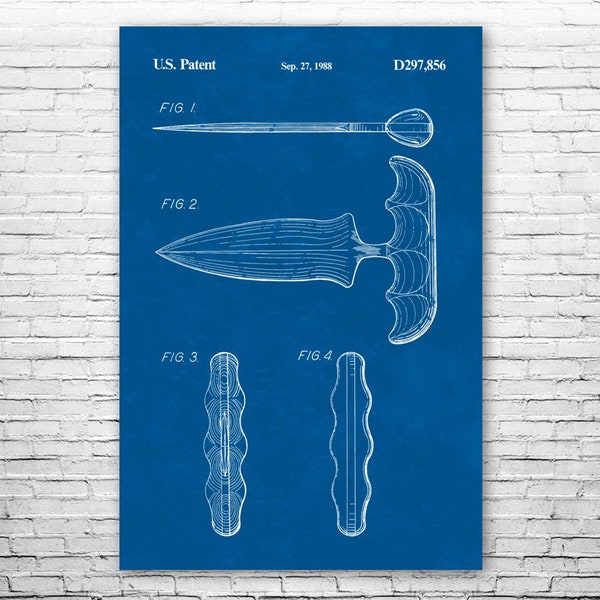 Push Knife Poster Print, Knife Maker, Collector Gift, Knife Blueprint, Martial Arts Decor, Dojo Wall Art, Pocket Knife Decor, Push Dagger