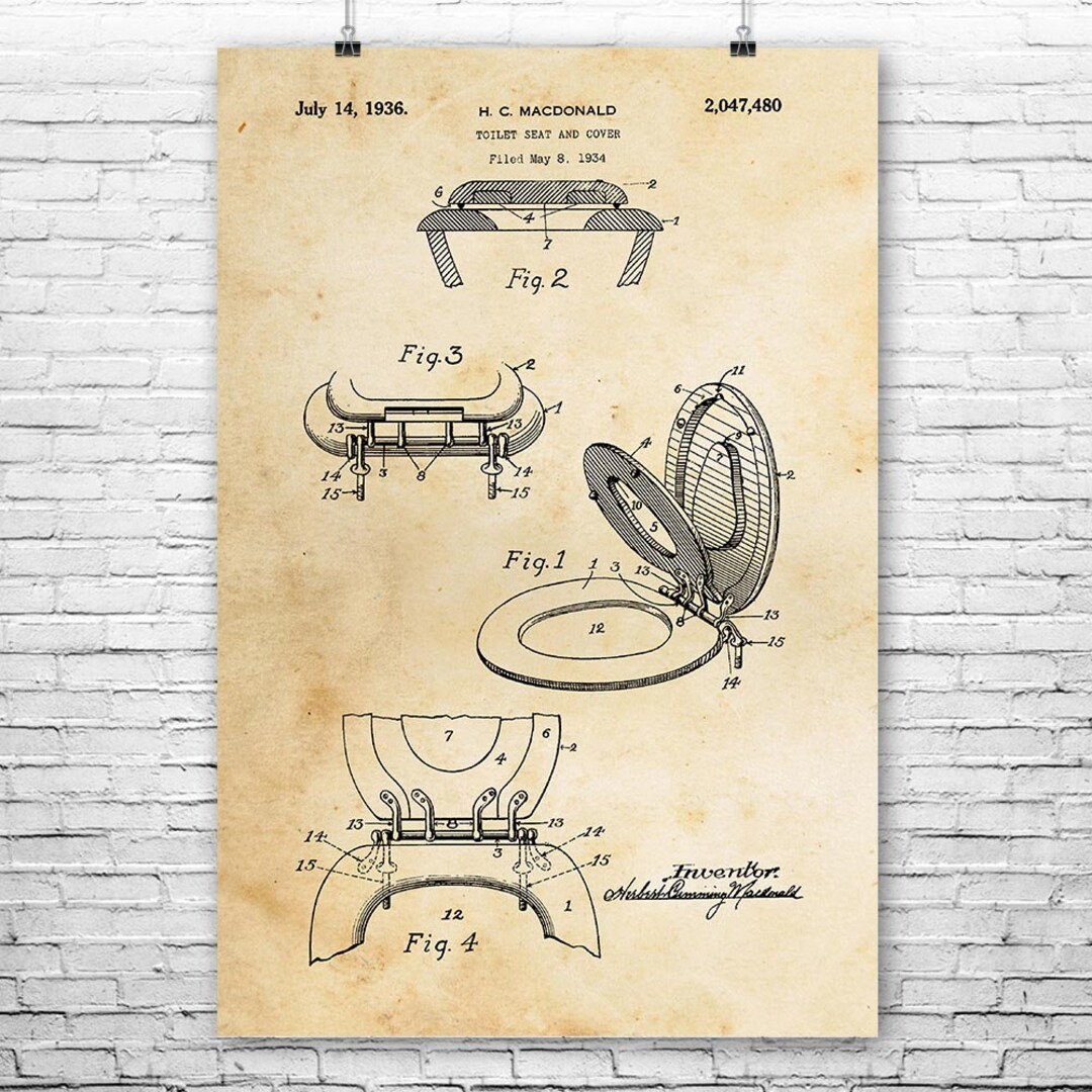 Toilet Seat &amp; Cover Poster Print Bathroom Art Plumber Gift - Etsy