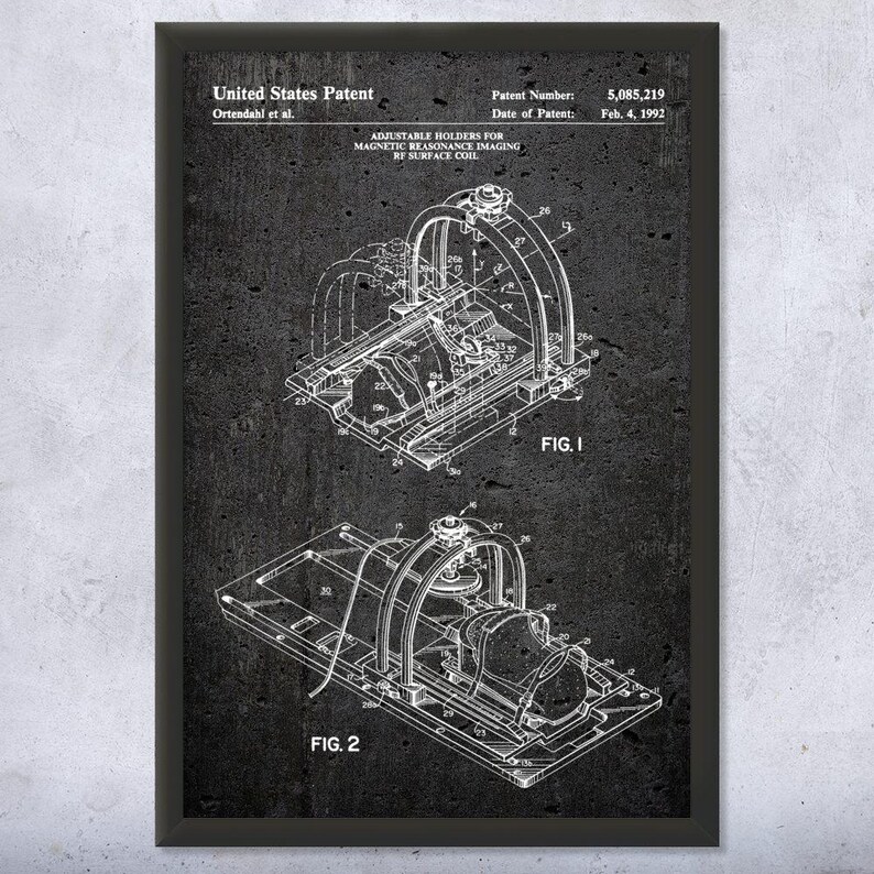 1992 MRI Machine Patent Wall Art Poster, Canvas or Framed Medical