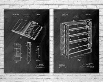 Library Patent Wall Art Set of 2: Librarian Gifts, Library Decor