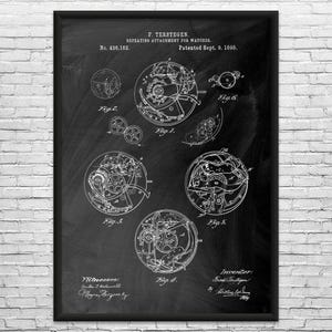 Watch Repeating Mechanism Patent Art Print: Watchmaker Gift, Jewelry Store Art Black Chalkboard