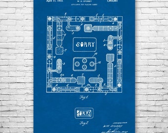 Sorry Game Poster Print, Toy Store Decor, Boardgame Art, Game Room Decor, Gaming Gift, Game Room Art, Retro Board Game, Boardgame Wall Art