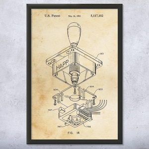 Arcade Joystick Patent Wall Art | Poster, Canvas or Framed | Video Game Gift, Gamer Gift, Video Game Wall Art, Game Room Decor