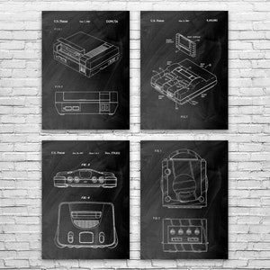 Video Game Console Posters Set of 4, Game Room Decor, Video Game Art, Gamer Gift, Arcade Wall Art, Game Store Decor, Classic
