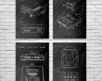 Video Game Console Posters Set of 4, Game Room Decor, Video Game Art, Gamer Gift, Arcade Wall Art, Game Store Decor, Classic