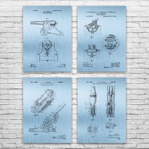 Artillery Patent Posters Set of 4, Military Wall Art, War Historian ...