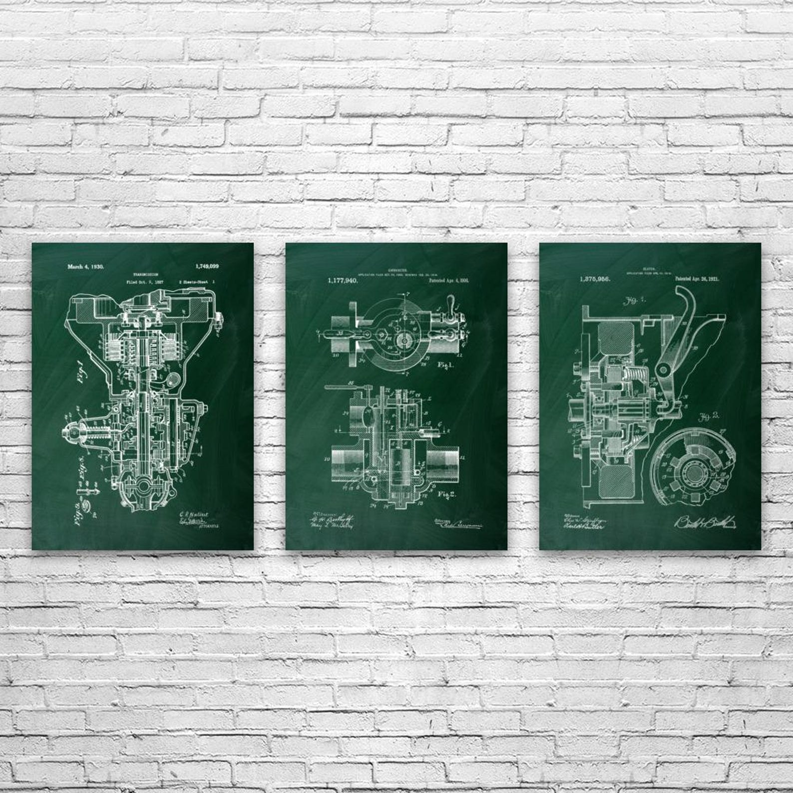 Henry F. Automotive Patent Wall Art Set of 3: Mechanic Gift ...