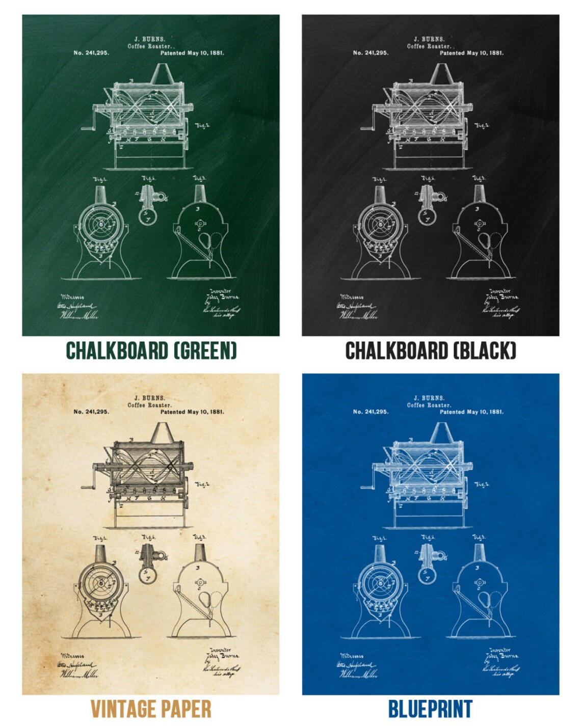 Burns Coffee Roaster Poster Print Kitchen Wall Art Roaster Etsy