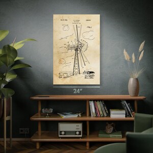 Wind Turbine Patent Art Print: Wind Farm Art, Power Technician image 4