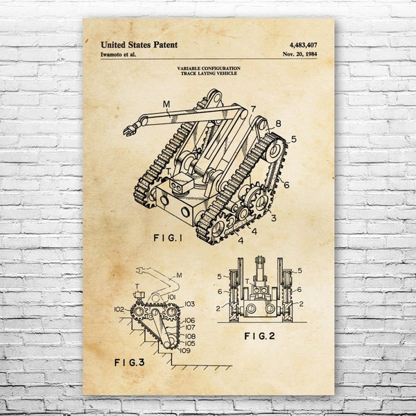 Bomb Robot Poster Print, EOD Technician, Bomb Squad Art, Mine Blueprint, Marine Gift, Military Wall Art, Veteran Gift, Police SWAT Team