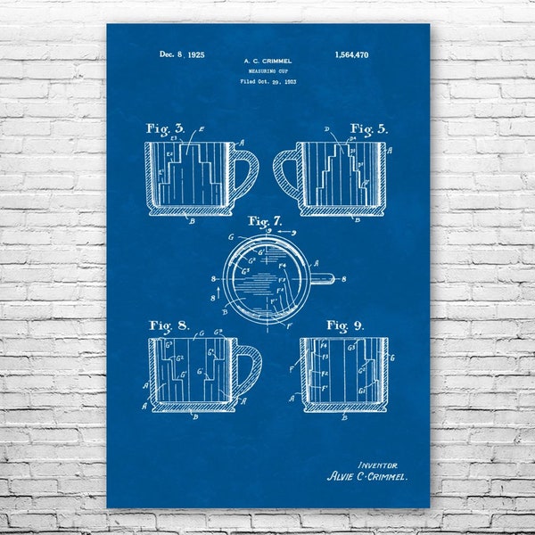 Affiche impression tasse à mesurer, décoration de cuisine, oeuvres d'art pour restaurant, cadeau boulanger, art mural boulangerie, cadeaux culinaires, cadeau cuisine, art mural salle à manger