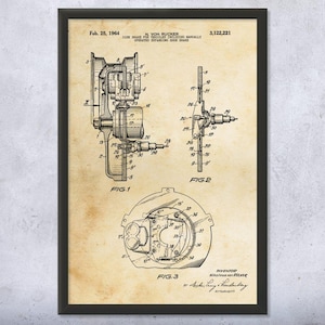 Disk Brake Patent Wall Art | Poster, Canvas or Framed | Mechanic Gift, Engine Blueprint, Car Lover Gift, Body Shop Art, Mechanical Art