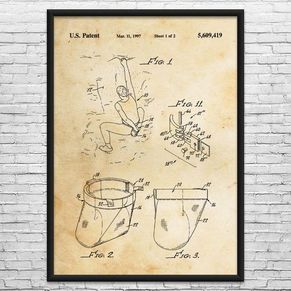 Climbing Chalk Bag Patent Art Print: Bouldering Gifts, Gym Decor