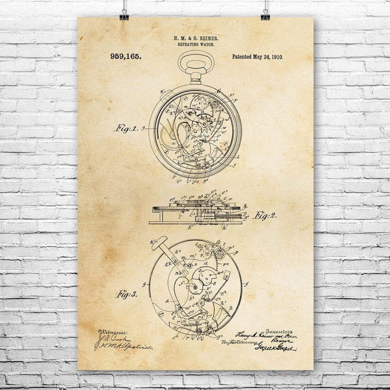 Mechanical Pocket Watch Poster Print Watch Blueprint - Etsy