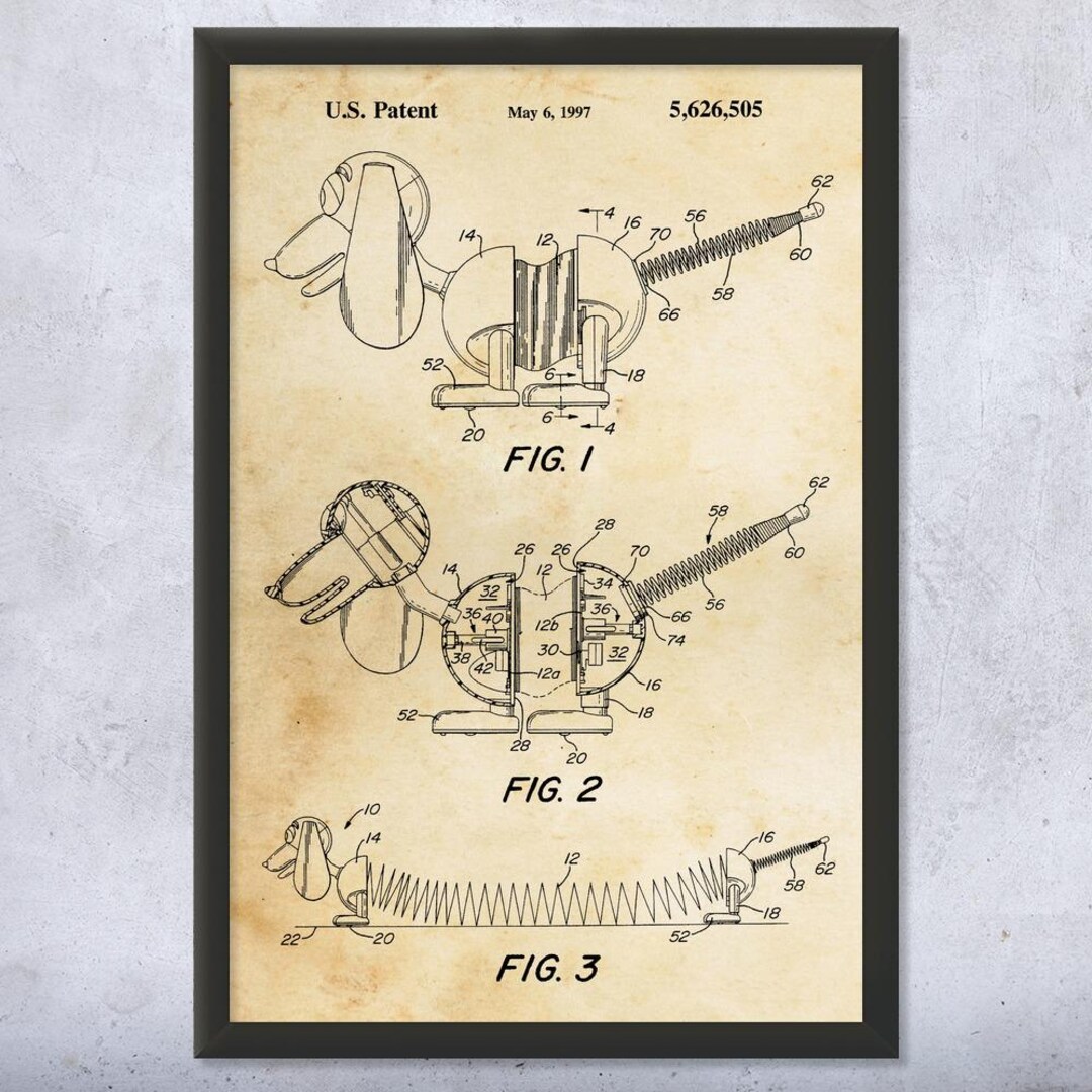 Springy Dog Toy Patent Art Print: Game Room Art, Geek Gift - Etsy