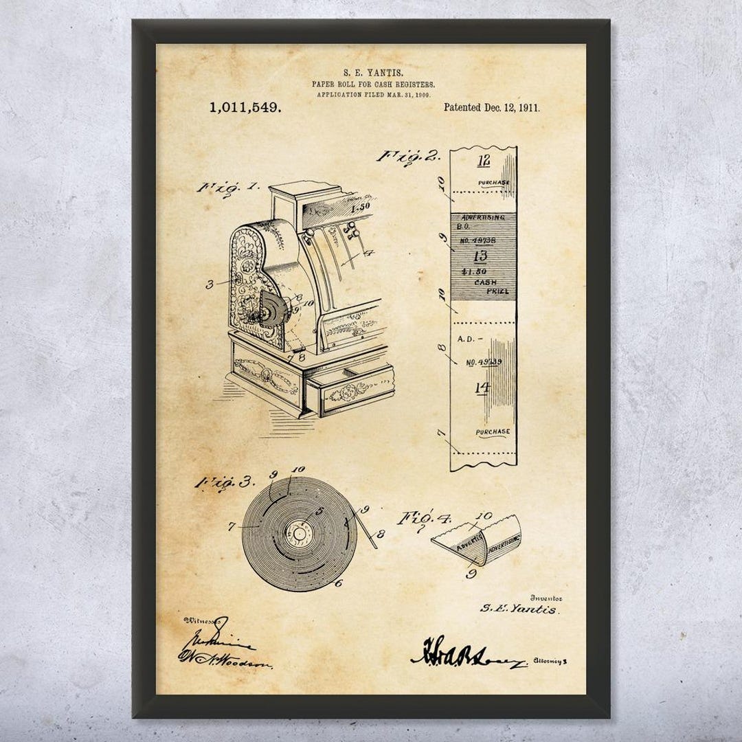 Receipt Paper Patent Wall Art | Poster, Canvas or Framed | Book Keeper ...