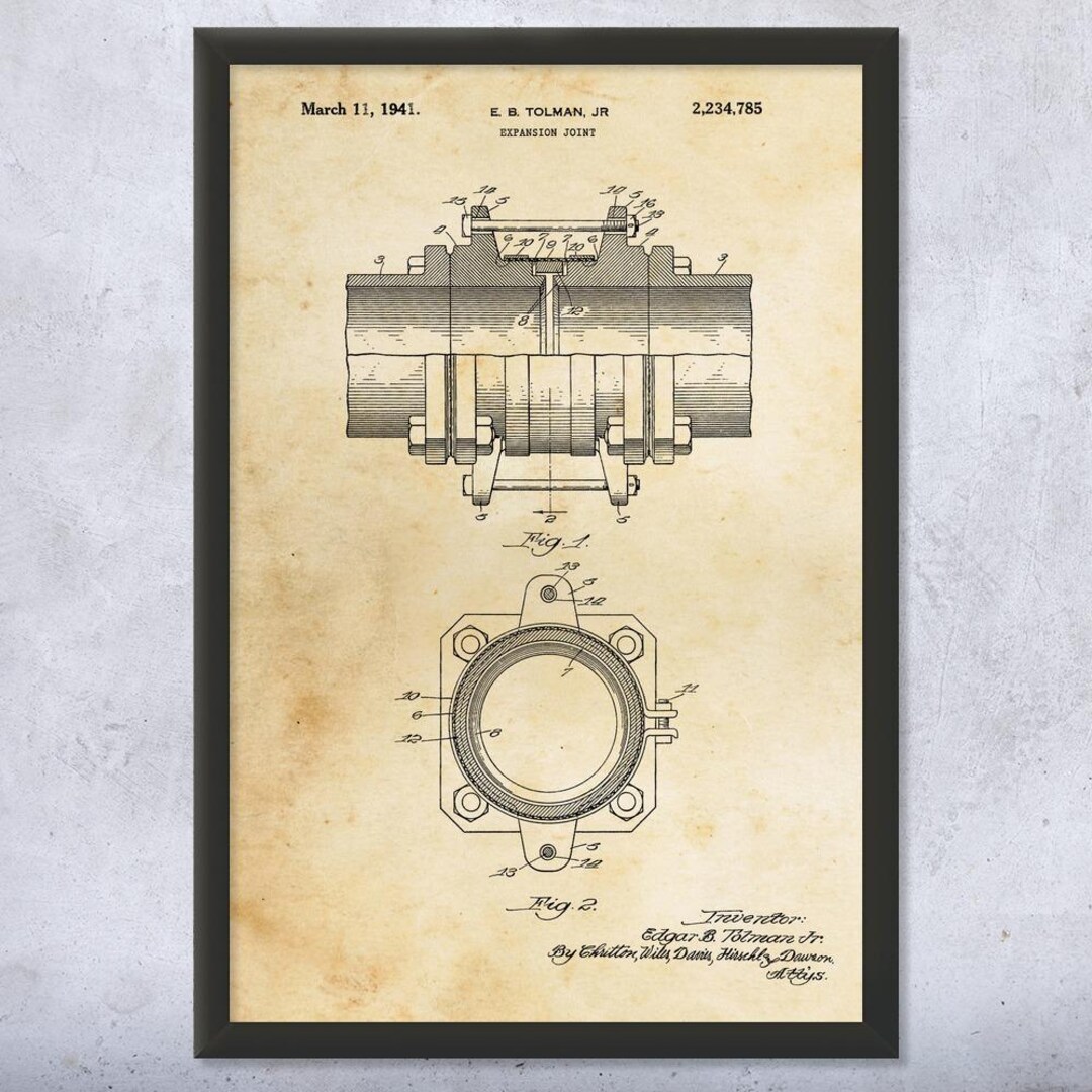 Expansion Joint Patent Wall Art Poster, Canvas or Framed Contractor ...