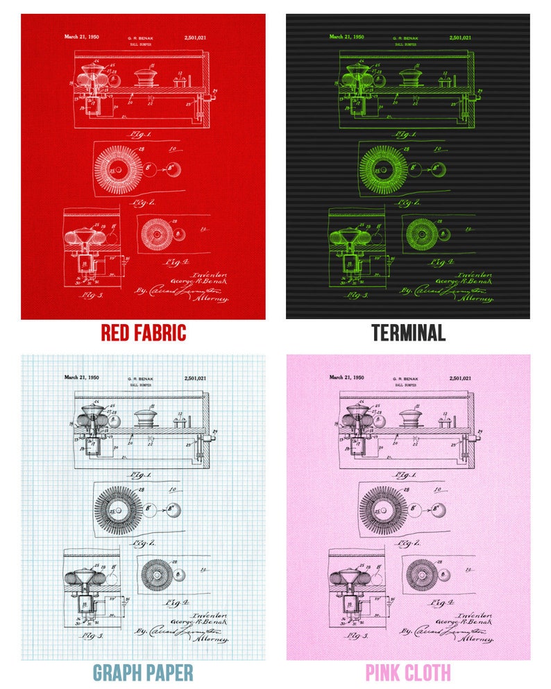 Pinball Blueprint Arcade Wall Art Gamer Gift Pinball Bumper Poster Print Video Game Art Pinball Gift Game Room Art Pinball Parts Art