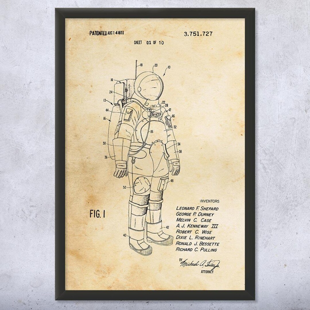 Astronaut Space Suit Patent Wall Art | Poster, Canvas or Framed | NASA ...