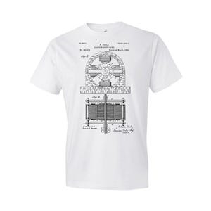 Nikola Tesla Electromagnetic Motor Patent T-Shirt: Nikola Tesla Tee, Technology Gift White
