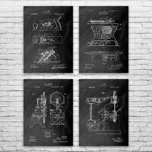 Woodworking Patent Wall Art Set of 4 | Poster, Canvas or Framed | Garage Decor, Carpentry Decor, Carpenter Gifts, Workshop Wall Art