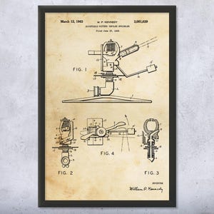 Impulse Sprinkler Patent Wall Art | Poster, Canvas or Framed | Sprinkler Blueprint, Lawn Care Art, Landscaper Gifts, Hardware Store Art