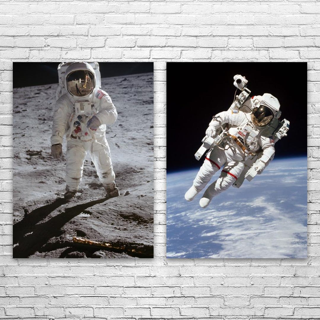Astronaut Space Wall Art Set of 2: Moon Walk, Astronaut Art - Etsy
