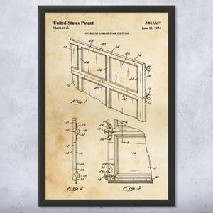 Garage Door Panels Patent Wall Art | Poster, Canvas or Framed | Workshop Art, Garage Blueprint, Handyman Gift, Industrial Decor, Boss Gift