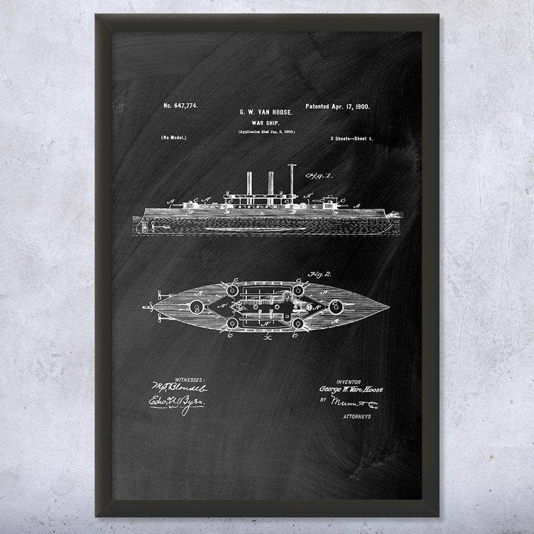 Framed Navy Battle Ship Wall Art Print Naval Warship - Etsy