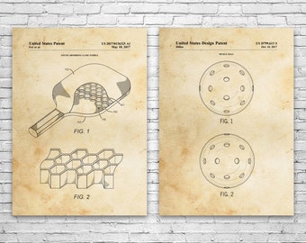 Pickleball Patent Prints Set of 2, Pickleball Art, Gym Decor, Pickleball Gifts, Man Cave Decor, Gift For Coach, Sports Wall Art, Dad Gifts