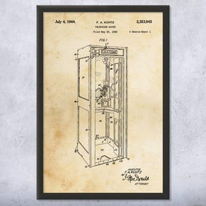 Telephone Booth Patent Wall Art | Poster, Canvas or Framed | Telecom Art, Network Engineer, Operator Gift, Telephone Wall Art, Telecom Gift