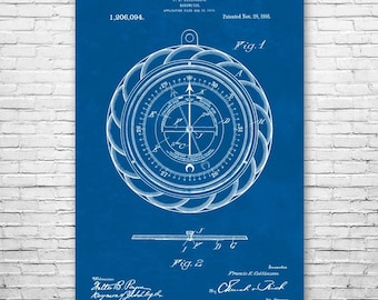 Barometer Guage Poster Print, Meteorology Student, Meteorologist Gift, Science Lab Art, Teacher Gift, Retro Technology, Classroom Decor
