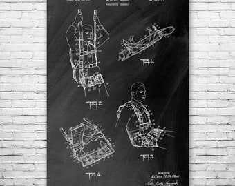 Fallschirm Fallschirm Harness Patent Print Poster, Pilot Geschenke, Mannhöhle Dekor, Fallschirmspringen Kunst, Luftwaffe Geschenke, Wohnkultur, Geschenke für Männer, Papa Geschenke