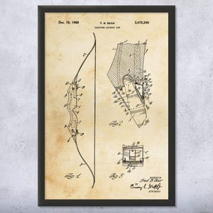 Takedown Bow Patent Wall Art | Poster, Canvas or Framed | Archery Gifts, Archery Decor, Hunting Gift, Bow Blueprint, Archery Instructor